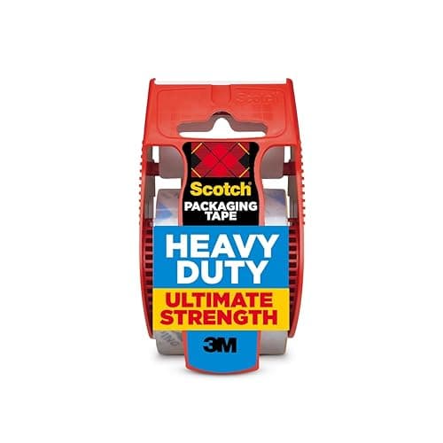 Scotch Heavy Duty Shipping Packing Tape, Clear, 1.88 in. x 27.7 yd. | 1 Tape Roll with Dispenser, Shipping and Packaging Supplies - Image 1