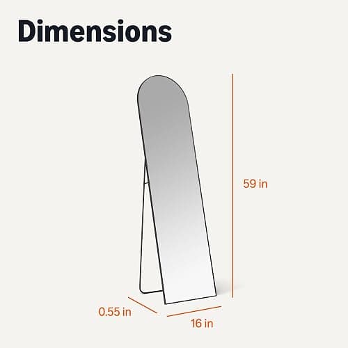 Amazon Basics Full Length Floor Mirror, 59" x 16" x 0.55", Black thumbnail 2