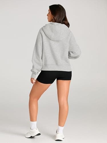 Meiyi station Scuba Hoodie, Zip Up Hoodie Women, Womens Half Zip Sweatshirt Pullover Fleece Cropped Hoodies thumbnail 3