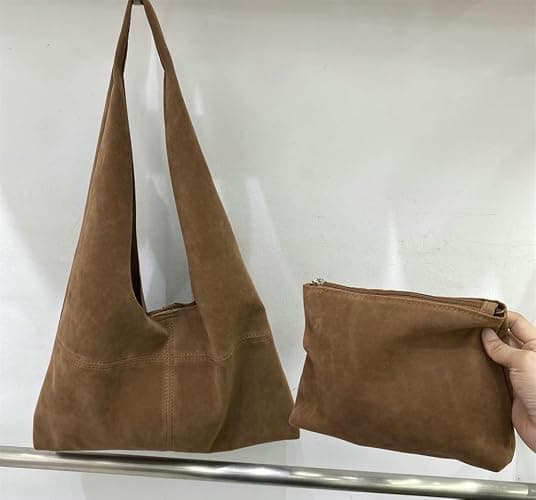 2 Pcs Slouchy Hobo Bags Women Underarm Shoulder Bag Crescent Satchels Crossbody Purse Top-Handle Travel Tote Handbag - Coffee thumbnail 2