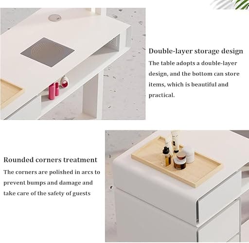 Wooden Nail Artist Manicure Table with Dust Collector – Salon Spa Workstation, Nail Tech Desk, Home Beauty Station for Makeup & Nail Care(Size:120 * 40 * 78 cm) thumbnail 8