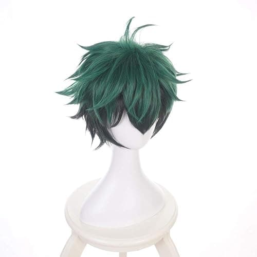 ZGNGLIZ Anime Cosplay Wig Dark Green Short Curly Synthetic Hair for Men Anime Costume Party & Halloween with Free Wig Cap (Dark Green) thumbnail 2