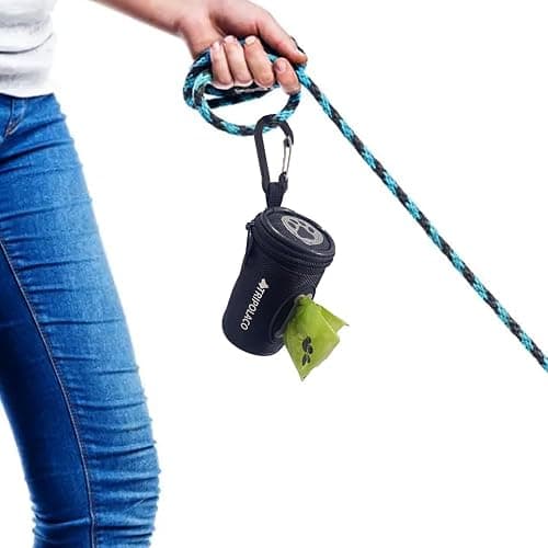 TRIPOLACO Dog Poop Bag Holder for Leash, Easy Release Doggie Poop Bag Dispenser, Fits Most Standard Poo Bags, Soft Fabric Dog Waste Bag Holder with Carabiner Clip, Compatible with All Leashes, Black thumbnail 9
