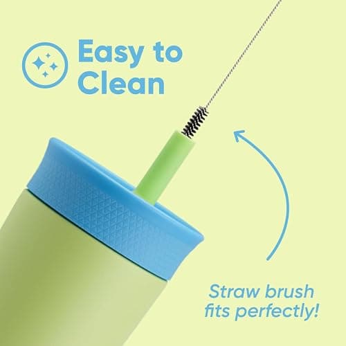 Owala Kids Insulation Stainless Steel Tumbler with Spill Resistant Flexible Straw, Easy to Clean, Kids Water Bottle, Great for Travel, Dishwasher Safe, 12 Oz, Blue and Light Green (Turtley Awesome) thumbnail 4