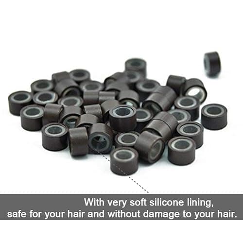 GOTDYA 2500pcs 5mm Hair Extentions Beads, Silicone Lined Micro Rings Links, I Tip Weft Sew in and Hair Tinsel Beads for Hair Extensions,Multi-colored thumbnail 3
