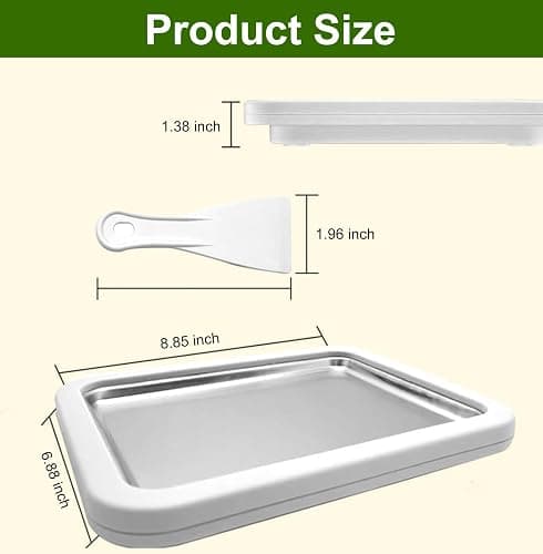Rolled Ice Cream Maker Kit for Home, DIY Ice Cream Roll Pan with Scrapers, No Machine Required, Fun Ice Cream Maker for Kids, Family, Parties and Summer Desserts (White, M-8.85x6.88 inch) thumbnail 3