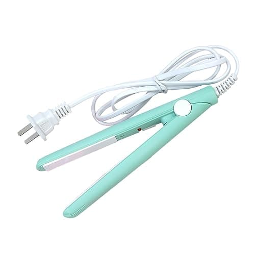 Mini Hair Straightener 2 in 1 Straight and Curly Hair Flat Iron Ceramic Tourmaline Plate 100-240V 20W US Plug (Green) - Image 1