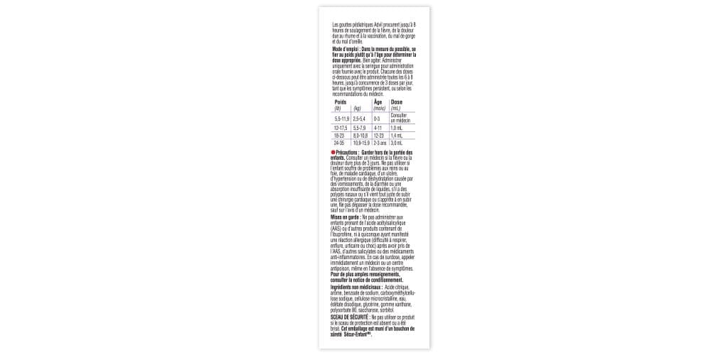 Advil Dye-Free Pediatric Drops Fever and Pain Reliever for Infants, Grape Flavour, 24 mL thumbnail 4