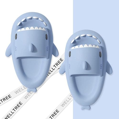 welltree Shark Slides for Women and Men Novelty Pillow Slippers Open Toe Shark Sandals Cushioned Cloud Slides thumbnail 5