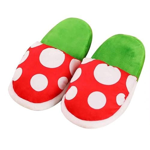 Piranha Plants Plush Home Wear Hausschuhe Cannibal Flower Shape Cosplay Schuhe/Dot Muster Hausschuhe Loafer mit Pipe Topflappen für Erwachsene Teens Home Schuhe Weihnachtsgeschenke thumbnail 2