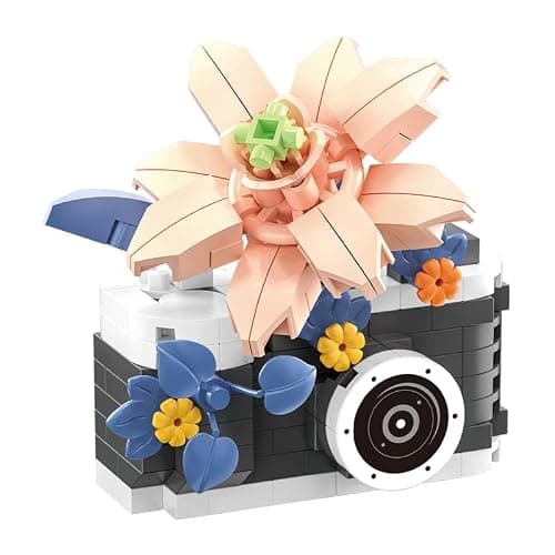 Gearblox Peony Mini Flower Cameras Micro Bricks Building Toy Set Collectible Cute Camera Miniature Toys Models Creative Gift for Decor Desktop Photographers - Image 1