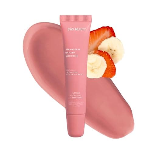 ESW Beauty Strawberry Banana Smoothie Lip Treatment - Soft Pink Nude Tint with Shea Butter, Hyaluronic Acid, Strawberry & Banana for Intense Hydration & Dryness Prevention - Image 1