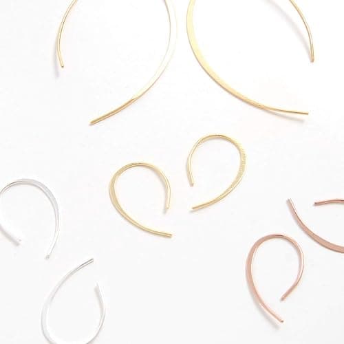 Upside Down Hoop Earrings - Hypoallergenic Lightweight Wire Needle Drop Dangle Threader Hoops for Women, Safe for Sensitive Ears - Plated in 925 Sterling Silver or 18k Gold thumbnail 8