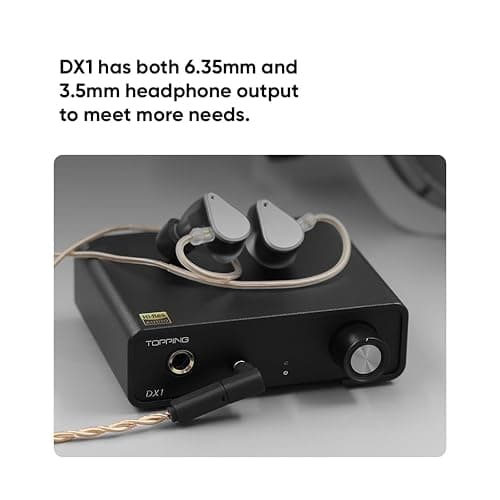 TOPPING DX1 DAC Amplificatore Per Cuffie, AK4493S DSD256 32Bit/384kHz XU208 USB DAC, Convertitori Digitali Analogici Hi-Res Audio da USB a RCA, 3,5mm 6,35mm 280mW×2 Amplificatori (argentato) thumbnail 4