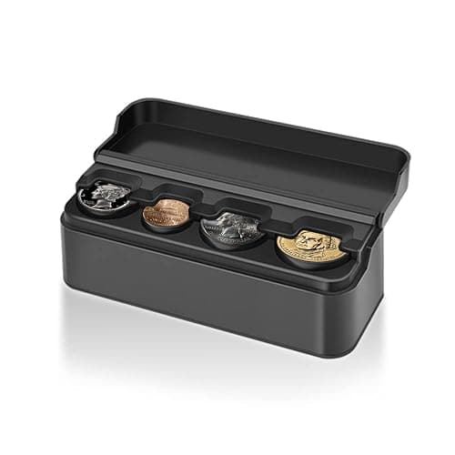 Compact Coin Holder for Car - 4 Compartment&Automatically Holds Coins Coin Organizer(1 Dollar,Quarter,Dimes) - Universal Center Console Coin Case for Car Taxi SUV Truck - Image 1