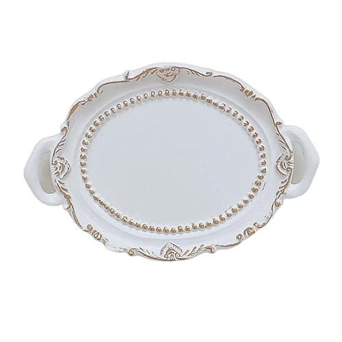 Decorative Jewelry Plate Resin Retro Jewelry Dish Mini Jewelry Display Tray Necklace Earrings(Color 1) - Image 1