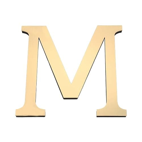 PATIKIL 7.87 Inch 3D Acrylic Alphabet Mirror Wall Stickers Letter m Self-Adhesive Home Decor Letter Sign Art Sticker Decal for DIY Home Decoration Light Gold - Image 1