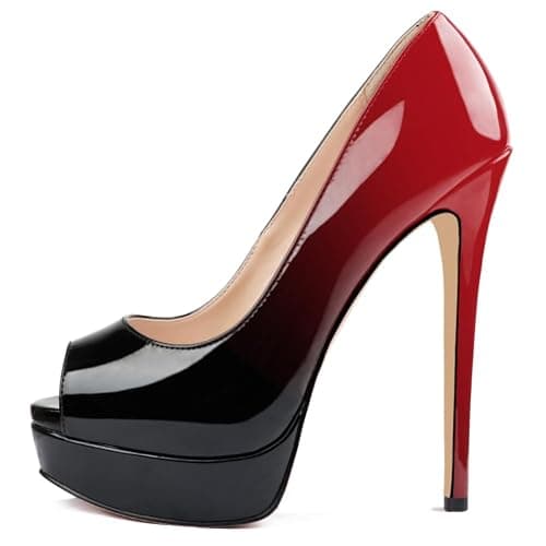 MERUMOTE Women's Platform Stiletto Heels Shoes Peep Toe Pumps 6 inch Heels for Dress Wedding Party - Image 1