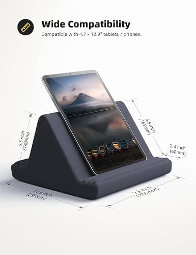 Lamicall Tablet Pillow Stand, Pillow Soft Pad for Lap - Tablet Holder Dock for Bed with 6 Viewing Angles, for 4-13" Tablets, Like iPad Pro 11, 13, Air, Mini, Kindle, Galaxy Tab, E-Reader, Dark Gray thumbnail 5