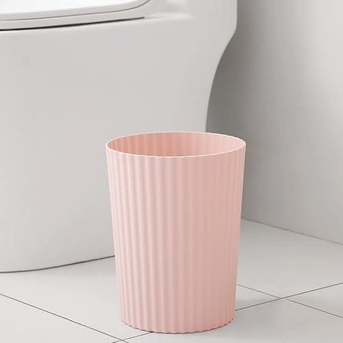JiatuA Small Trash Can Plastic Wastebasket Round Garbage Container Bin for Bathroom, Kitchen, Bedroom, Home Office, College Dorm, Pink thumbnail 3