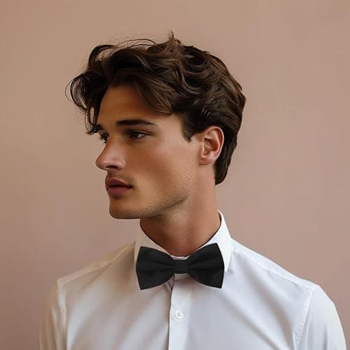 JEMYGINS Solid Color Pre-tied Bow Tie Adjustable Bowtie for Men thumbnail 2