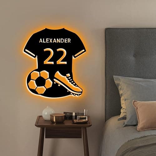 Personalized Soccer Jersey Neon Sign - USB-Powered Dimmable LED Soccer Signs for Bedroom Sports Decor, Party Bar, Christmas, and Birthday Gift thumbnail 5