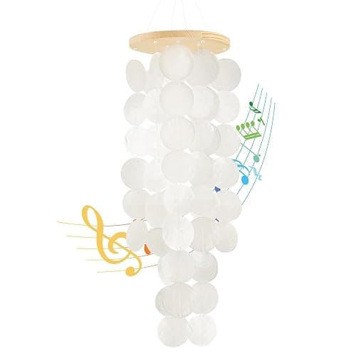 Wind Chimes for Outside - Handcrafted White Capiz Shells Windchime Coastal Style Decor for Indoor/Outdoors, Garden Decor, Great for Women, Wind Chimes Lovers and More - Image 1