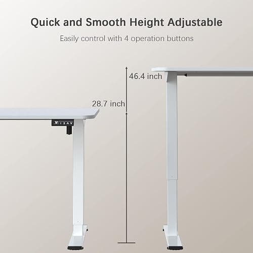 Furmax Electric Height Adjustable Standing Desk Large 55 x 24 Inches Sit Stand up Desk Home Office Computer Desk Memory Preset with T-Shaped Metal Bracket, White thumbnail 3