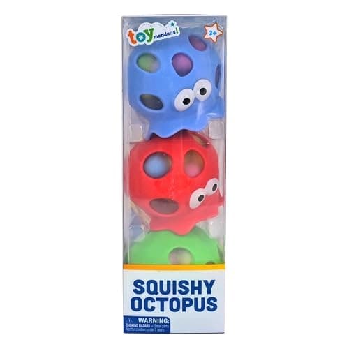 Toymendous Squishy Octopus, 3 Pack Stress Balls, ADHD Sensory Toy, Children Ages 3+ thumbnail 4