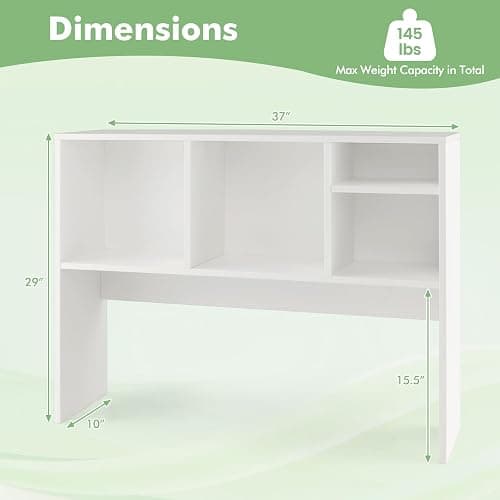 Tangkula Desktop Bookshelf, Countertop Storage Hutch with 4 Shelves for Computer Desk, Desktop 2-Tier Display Rack, Multipurpose Wood Desktop Hutch Storage Organizer for Dorm Office Home (White) thumbnail 3