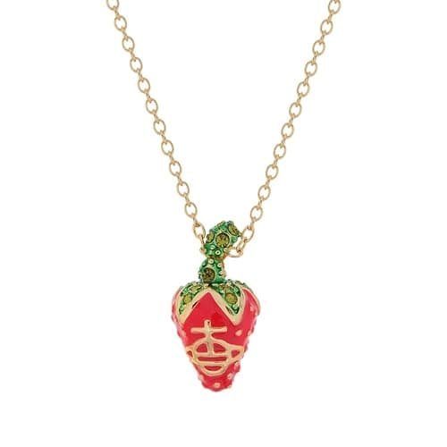 HXLIANG Saturn Necklace Electroplated Fresh Sweet Red Strawberry Pendant Unique Design Trendy Jewelry for Women - Image 1