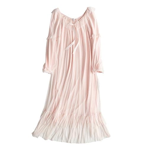 SINGINGQWEEN Women's Vintage Victorian Nightgown Long Sleeve Sheer Sleepwear Pajamas Nightwear Lounge Dress thumbnail 6
