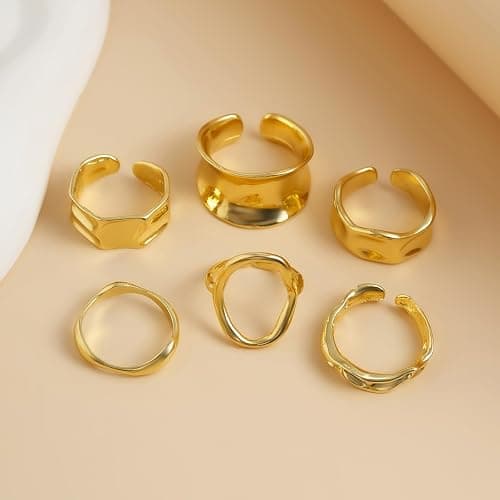 ONBRIG Rings for Women Chunky Rings Set Adjustable Thick Rings Big Large Stackable Ring for Women Bold Thick Statement Ring Trendy Chunky Jewelry thumbnail 4