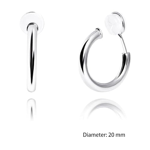 Yurielys Clip on Earrings for Women, 14K Real Gold Plated Non Pierced Hoop, Clip on Hoops for Non Pierced Ears Gold and White Gold thumbnail 4