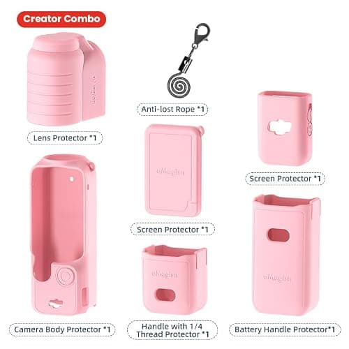 Silicone Protective Case Cover for DJI Osmo Pocket 3 Accessories (Pink) thumbnail 2