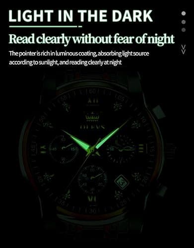 OLEVS Watch for Men Diamond Business Dress Analog Quartz Stainless Steel Waterproof Luminous Date Two Tone Luxury Casual Wrist Watch thumbnail 5