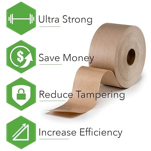CURBY IPG Water-Activated Tape, 2.83" x 100M Refill Roll (4-Pack), Tan (CBIWAT) thumbnail 3