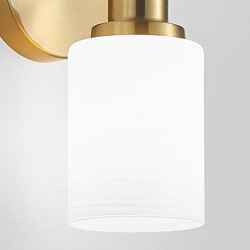 Guliaofo 3-Light Bathroom Light Fixtures, Vanity Lights for Mirror with Textured Milky White Glass Shade, Modern Kitchen Light Fixtures Wall Sconce Light - E26 Base - Brushed Gold thumbnail 3