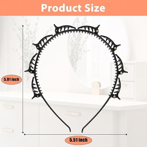 2 Pcs Braided Bangs Headband with Teeth, Professional Weaving Clip | Invisible Fringe Styling Tool for Women Girls, for Fine or Thick Hair thumbnail 2