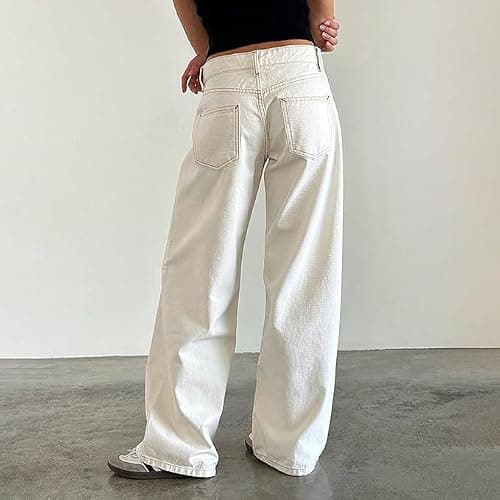Women Y2K Low Rise Baggy Jeans Loose Fit Boyfriend Straight Wide Leg Denim Pants Streetwear Trousers Fall Outfits thumbnail 2