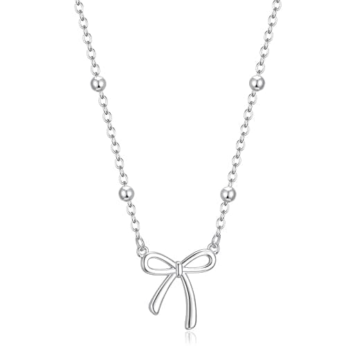 Thaivor Christmas Gifts Stocking Stuffers for Women Dainty Bow Necklace 14K Gold Plated Cute Choker Small Pendant Charm Necklaces Teen Gift Trendy Stuff Personalized Jewelry - Image 1