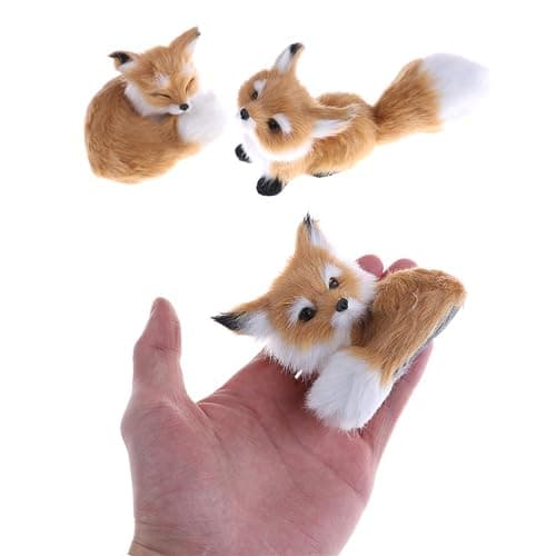 GUDVES Simulation Brown Fox Toy Furs Squatting Fox Model Home Decoration and Kids' 6-Inch Plush Mini Fox (Pitching) thumbnail 3