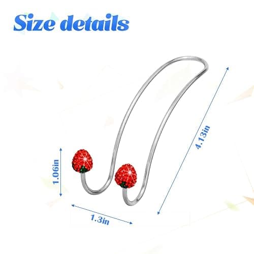 BESULEN Strawberry Car Decor Hooks, 2 Pack Bling Diamond Seat Back Organizers, Auto Headrest Storage Hangers Hooks for Purse Handbag Clothes Grocery, Universal Car Accessories for Women (Red) thumbnail 3