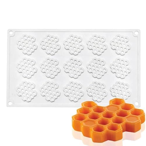 15 Cavity Silicone Honeycomb Molds for Chocolate Honeycomb Bee Silicone Fondant Mold Beehive Silicone Baking Molds Bee Candy Silicone Mold for Kitchen Cake Cupcake thumbnail 4