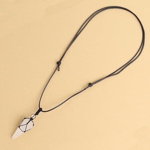 weryerker Healing Crystal Natural Gemstone Pendant Necklace Pointed Necklace Adjustable Black Rope For Men Women thumbnail 6