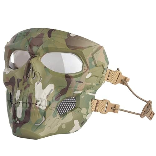 AOUTACC Airsoft Mask Skeleton Mask with Goggles, Full Face Protective Adjustable Tactical Mask for Halloween Party Paintball Game Cosplay Outdoor Activities(Camo Green) thumbnail 8