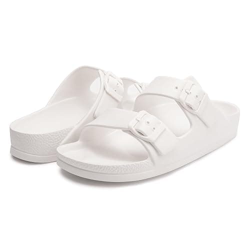 FUNKYMONKEY Women's Comfort Slides Double Buckle Adjustable EVA Flat Sandals thumbnail 6