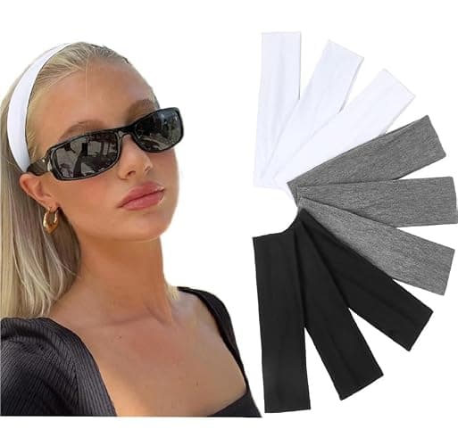 Fashionable Hair Accessories for Women: Non-Slip Elastic Cloth Headbands in Black and White, 9 Pack - Image 1