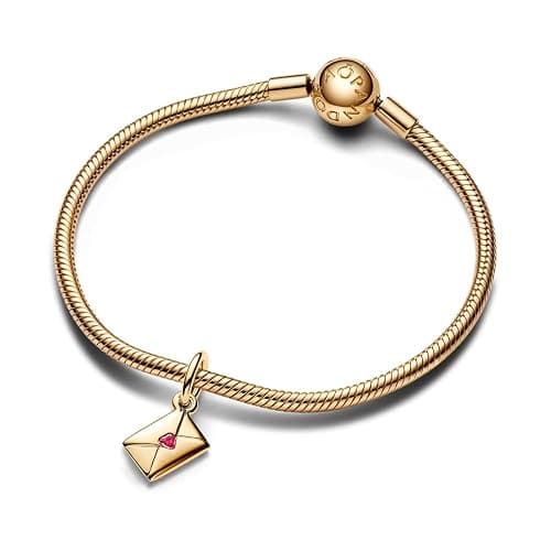 PANDORA Moments Love Letter Envelope Dangle Charm - 14K Gold-Plated Charm with Cubic Zirconia - Jewelry for Women - Includes Gift Box thumbnail 4