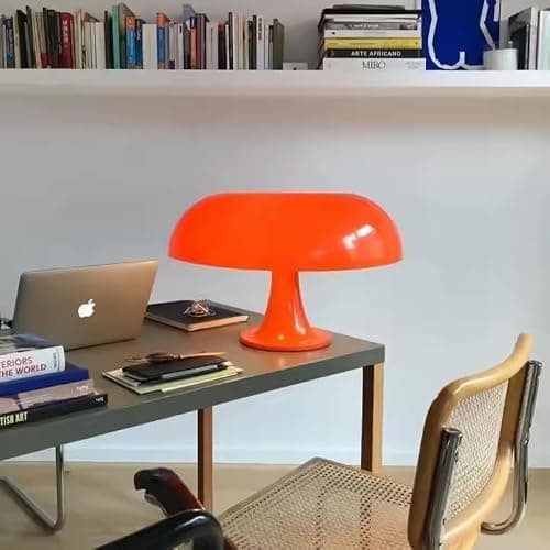 KONTARBOOR Lampe de Table LED - Champignon Vintage – Abat-Jour Orange Laqué, Style Rétro, USB, Interrupteur Rotatif, Décoration Salon ou Chambre thumbnail 8